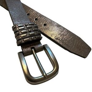 Calvin Klein Jeans Silver Belt Metallic Studs Large Silver Buckle, Medium